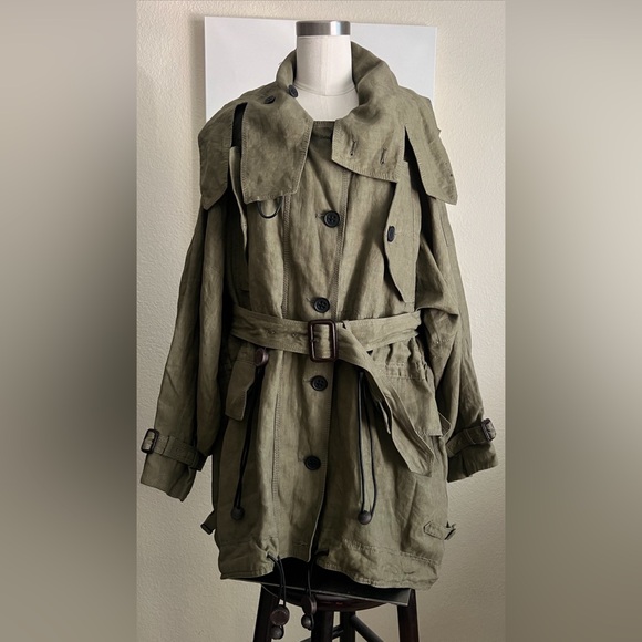 Burberry Prorsum Runway 2012 Cocoon Linen Belted Hooded Parka Jacket RARE - Picture 4 of 14